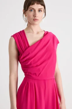 Tuta drappeggiata in cady - Fuxia