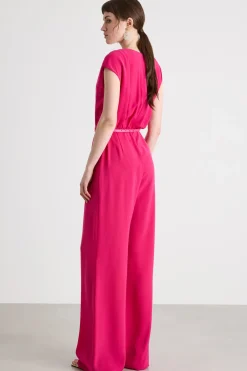 Tuta drappeggiata in cady - Fuxia