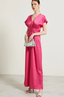 Tuta fluida in raso - Fucsia