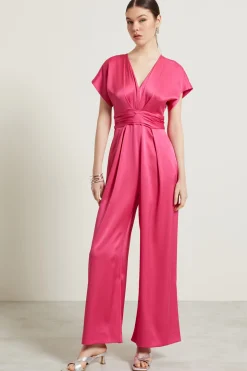 Tuta fluida in raso - Fucsia