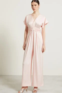 Tuta fluida in raso - Rosa Cipria
