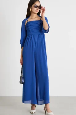 Tuta in georgette con coprispalle - Blu