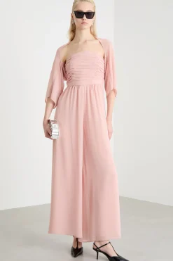 Tuta in georgette con coprispalle - Rosa