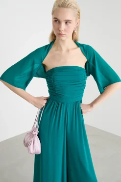 Tuta in georgette con coprispalle - Verde