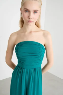 Tuta in georgette con coprispalle - Verde