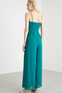 Tuta in georgette con coprispalle - Verde