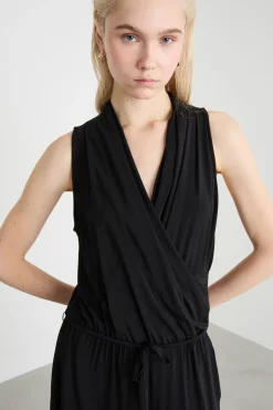 Tuta in jersey di viscosa stretch - Nero