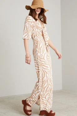 Tuta in jersey stampato - Bianco Beige