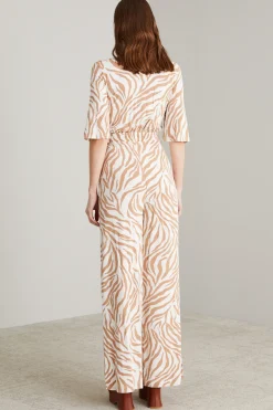 Tuta in jersey stampato - Bianco Beige