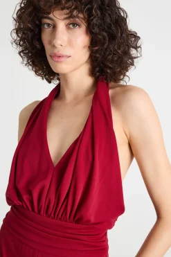 Tuta in jersey stretch fluido - Bordeaux