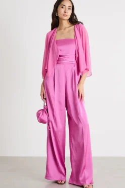 Tuta in raso tecnico con coprispalle - Fuxia
