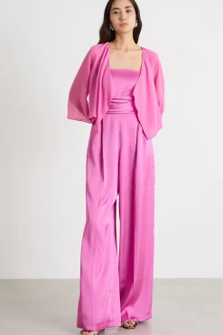 Tuta in raso tecnico con coprispalle - Fuxia