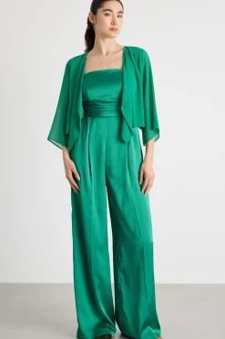 Tuta in raso tecnico con coprispalle - Verde