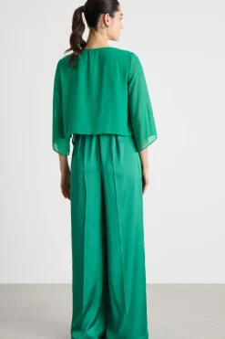 Tuta in raso tecnico con coprispalle - Verde