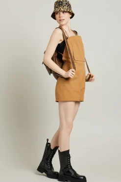 Tuta salopette con spalline - Cammello