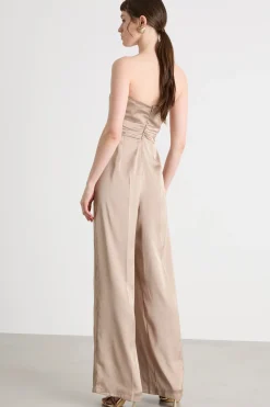 Tuta smanicata in raso - Beige