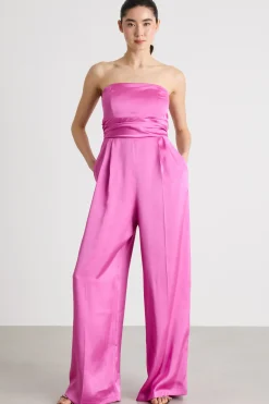 Tuta smanicata in raso - Fuxia