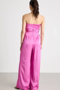 Tuta smanicata in raso - Fuxia
