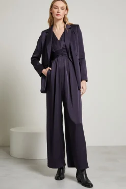 Tuta stile impero in raso - Blu Notte