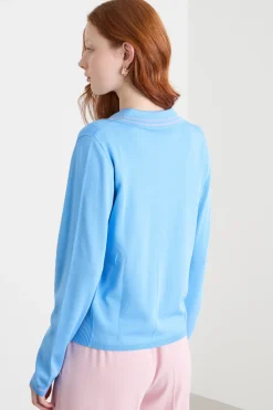 Twin set con ricamo - Azzurro