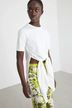 Wrap T-shirt in jersey - Bianco