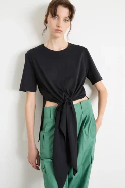 Wrap T-shirt in jersey - Nero